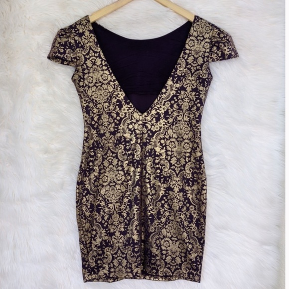 BooHoo Gold and Purple Bodycon Dress - Picture 2 of 5